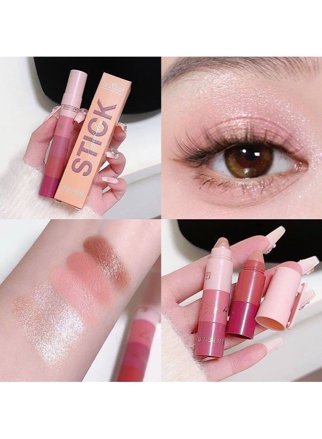 DIMSHOW EyeShadow Stick,5-in-1 Velvet Lipstick/Eyeshadow Pen， All-in-One Lipstick, Eyeshadow,Liner,Balm & Gloss Waterproof,Long-Lasting Matte  Crayon - Image 2